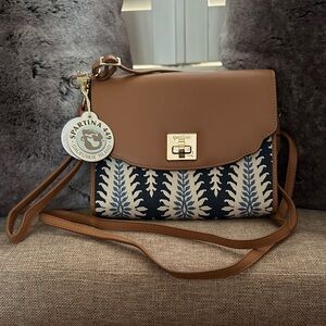 Spartina 449 Tan and Navy Crossbody Bag